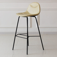 Tabouret de bar moderne et minimaliste en cuir, dossier haut en fer forgé, non rotatif, pour usage domestique et commercial, design transfrontalier