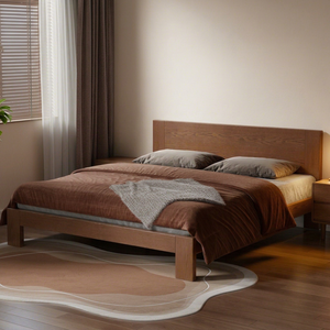 Estrutura de Cama King Size em Carvalho Sólido Premium, Estilo Nórdico Escandinavo Moderno Minimalista, Cama Plataforma de Madeira Real para Quarto Principal SMC151 - Product Image 1
