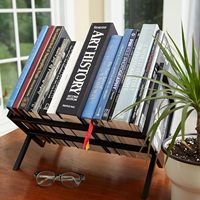Étagère de rangement pour disques vinyles en bois et fer, pliable, multifonctionnelle, rapide, avec barre de support et séparateur