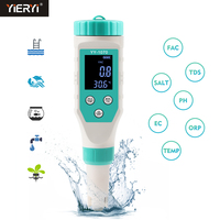Testeur de qualité de l'eau 7 en 1 PH/Salinité/ORP/TDS/EC/CL/TEMP, surveillance de la qualité de l'eau de piscine, aquaculture en eau de mer