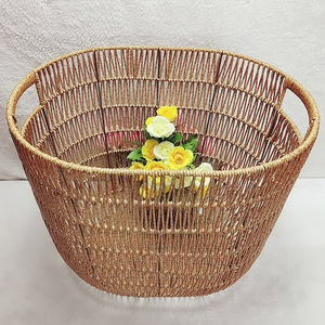 Round Woven Rattan Laundry <b>Basket</b> 20-35L Handmade <b>Storage</b> <b>Basket</b> For Bathroom Hotel Clothes Towel Organizer - Product Image 1