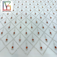 Tissu de dentelle africaine en promotion avec pierres de cristal et perles, tissu de dentelle perlée pour mariée, tissu de dentelle à sequins, tissu de dentelle 3D pour robe de soirée élégante