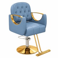 Fauteuil de Barbier Inclinable Moderne en Gros, 11 Couleurs, Accoudoirs Argentés et Dorés, Siège Pivotant pour Salon de Coiffure et Fournitures de Coiffage