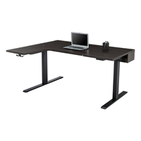 AJUNION Bureau électrique en forme de L Bureau debout réglable en hauteur Alimentation intégrée Chargement sans fil Cadre des jambes montantes Bureau debout