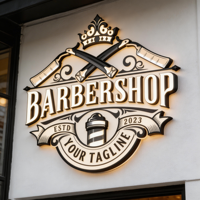 Logos 3D en acrylique lumineux personnalisés, lettres métalliques et enseignes de salon de coiffure éclairées par LED pour la signalisation extérieure des magasins
