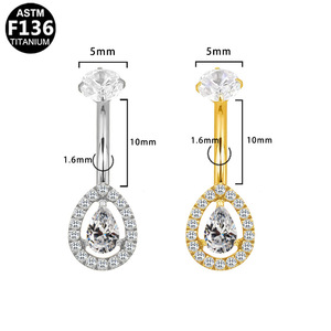 Anneau de nombril en forme de larme 10 mm en alliage de titane G23, bijoux de piercing tendance pour femmes - Product Image 1