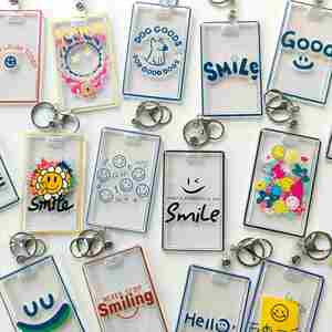 Cute Positive Quote Acrylic Keychains Clear Card Holder <b>Key</b> <b>Rings</b> Fashion Bag Charms Cheerful Accessories for Gifts - Product Image 2