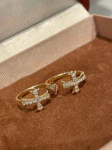Bague Croix Ouverte Ajustable en Or Massif 18K, Sertie de Diamants, Style Gothique, Bague Tendance pour Femme, Bijou Fin, Pliable et Reprêtable - Product Image 4