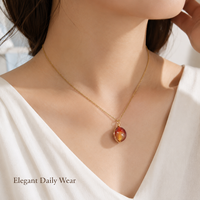 Collier pendentif en agate rouge naturelle, enroulé sur chaîne en acier inoxydable, bijoux en or et argent