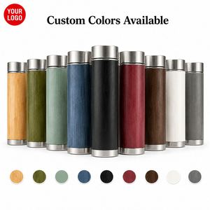 Custom Logo 500ml Bamboo Vacuum Insulated <b>Water</b> <b>Bottle</b> Stainless Steel Thermos <b>with</b> Tea <b>Infuser</b> Eco Friendly Business Gift - Product Image 2