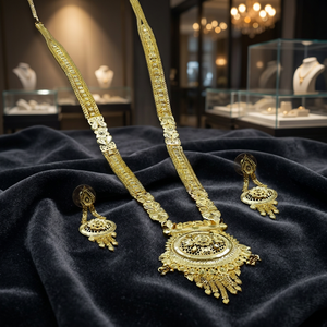 Venta al por mayor 14K 18K 24K Micro Gold Filled formando collares largos, conjunto de joyería de moda, conjunto de joyería de diseño floral chapado en oro de latón - Product Image 3