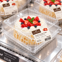 Boîte en plastique transparente jetable, boîte à clapet écologique pour gâteaux/desserts, vente en gros