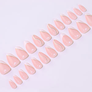 AIERFEI <span class=keywords><strong>Faux</strong></span> <span class=keywords><strong>Ongles</strong></span> Brillants Style French Manucure 24 Pièces <span class=keywords><strong>Courts</strong></span> Amande Rayés à Coller <span class=keywords><strong>Ongles</strong></span> Artificiels Vente en Gros - Product Image 2