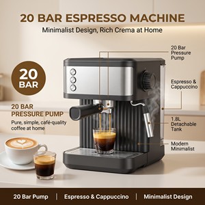 Macchina per Espresso Semiautomatica Compatta con Doppio Filtro in Acciaio Inox e Protezione da Surriscaldamento e Sovrapressione per Piccoli Caffè - Product Image 3