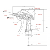 Pulvérisateur à gâchette professionnel Songmile 28/400/410 en plastique robuste de 3cc pour l'industrie, grande capacité, pour bouteille de pulvérisation