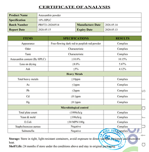 ผงแอสตาแซนธิน AOGUBIO 10% สำหรับสมูทตี้และน้ำผลไม้ สารสกัดจากสาหร่าย Haematococcus Pluvialis เกรดอาหาร - Product Image 2