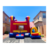 Château gonflable tropical combiné pour enfants avec toboggan aquatique, capacité de 500 kg, installation facile, usage commercial