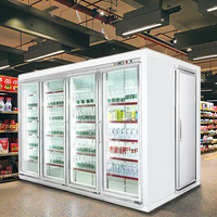 Cámara Frigorífica Industrial para Supermercados con Estantes, Puerta de Vidrio Abatible, Cámara Fría de 2 a 8 Grados para Tiendas de Conveniencia