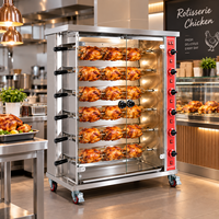 Machine à rôtir le poulet au gaz commerciale en acier inoxydable, four à rôtisserie automatique avec porte en verre trempé