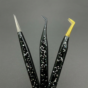 Pinces à cils professionnelles en acier inoxydable avec pointe en fibre de plasma, outils d'extension de cils, marque privée, OEM, vente en gros - Product Image 1
