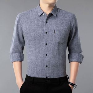 <span class=keywords><strong>Chemise</strong></span> en <span class=keywords><strong>lin</strong></span> à manches longues pour homme, printemps et automne, couleur unie, sans <span class=keywords><strong>repassage</strong></span>, style décontracté - Product Image 4