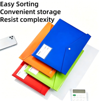 Pochette de rangement pour documents en plastique transparent A4, écologique, imperméable, avec fermeture à pression