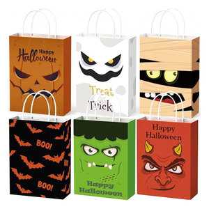 Custom <b>Mini</b> Brown <b>Black</b> Kraft Paper Carry <b>Bag</b> with Handle for Supermarket Use and Promotions Features Fruit Candy Logo - Product Image 3
