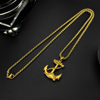 Nuevo Collar con Colgante de Ancla Dorada, Cadena de Acero Inoxidable Chapada en Oro, Joyería Punk Minimalista con Ancla para Hombre y Mujer