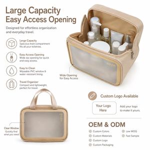 Frosted <b>Clear</b> Cosmetic <b>Bag</b> Wholesale PU PVC Travel Organizer Custom Logo Makeup <b>Toiletry</b> Pouch OEM ODM Supplier - Product Image 2
