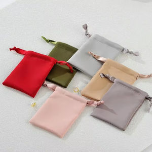 Pochettes personnalisées en Satin avec Logo, nouvelles pochettes de stockage pour bijoux, or, argent, noir, rose, violet, blanc, avec cordon de serrage - Product Image 6