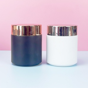 Low Moq 200g Black Yellow Round Glass Jars With Black Lids Cosmetic <b>Containers</b> for Cream Lotion Body Butter Beauty Product - Product Image 4