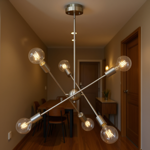 Lámpara de Techo Moderna Sputnik de 6 Luces, Acabado Níquel Cepillado, para Pasillo, Comedor, con Bombillas E26 - Product Image 2