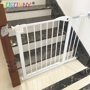 Metal Auto Close Double Locking System Expandable Length Baby Gate For Child Stairs Safety