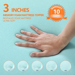 Gel de refrigeración portátil de 3 pulgadas, espuma viscoelástica infundida, colchón de aviación, espuma viscoelástica de rebote lento, carbón de bambú grafeno - Product Image 2