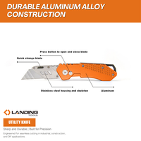 Couteau utilitaire pliant robuste 386019 en aluminium avec lame à changement rapide et clip ceinture