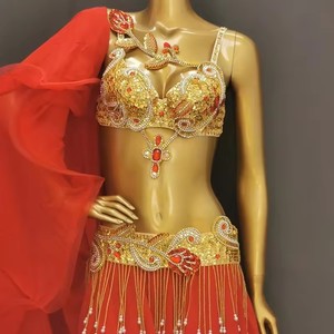 Ensemble de costumes de danse du ventre professionnel Offre Spéciale pour femmes tenues de Performance <span class=keywords><strong>Bollywood</strong></span> Showgirl <span class=keywords><strong>danseuse</strong></span> costumes de danse du ventre chiffons - Product Image 3