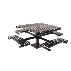 Ngoài trời Patio đồ nội thất sân vườn Slatted thép Dã Ngoại thiết kế hiện đại bên ngoài bảng băng ghế dự bị nhựa nhiệt dẻo tráng bàn ăn ghế - Product Image 1
