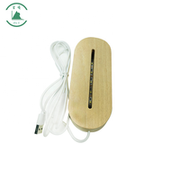 Support de base en bois 3D LED pour veilleuse en verre cristal, avec câble USB, cadeau original, directement de l'usine
