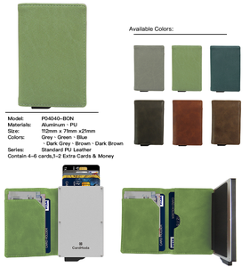 Slim Money Clip Rfid <b>Card</b> <b>Holder</b> <b>Wallet</b> Pop up <b>Card</b> <b>Holder</b> Rfid Blocking Aluminum Rfid Metal Business PU Short Fashion Unisex - Product Image 4