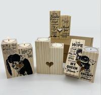 Porte-bougie en bois, Noël, mariage, table, ambiance romantique, porte-bougie en forme de cœur en pin