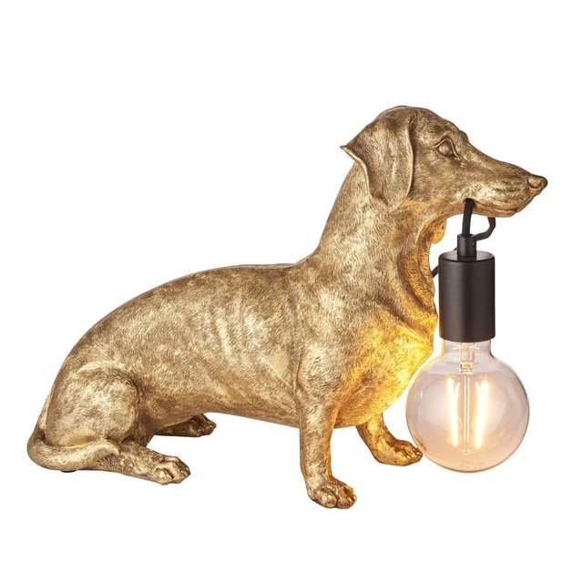 Factory Wholesale 110-240V Playful Dachshund Dog Lamp Resin Fabulous Attention Detail Gold Color Table Lamp Home Decor Lighting