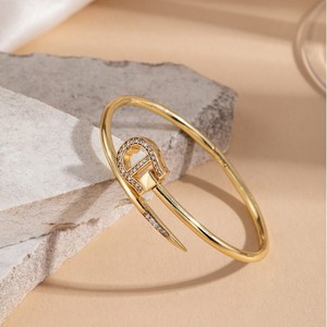 Pulsera cruzada de oro y plata, aleación de zinc, diseño geométrico, regalo de joyería unisex - Product Image 2