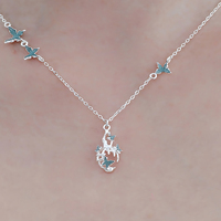 Collier papillon de gourde cassée en argent sterling 925 Design original bijoux fins pour femmes