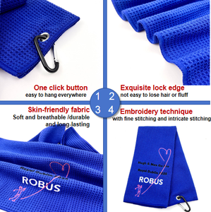 Asciugamano da Golf in Microfibra Personalizzato <span class=keywords><strong>con</strong></span> Gancio per Arrampicata e Logo Ricamato, Quantità Minima d'Ordine per Vendita all'Ingrosso - Product Image 5