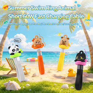 Porte-clés Animal Mignon <span class=keywords><strong>C</strong></span>âble <span class=keywords><strong>USB</strong></span>-<span class=keywords><strong>C</strong></span> 60W Charge Rapide Transfert de Données <span class=keywords><strong>C</strong></span>âble Court Portable Cadeau d'Été pour Téléphone Tablette Ordinateur Portable - Product Image 2