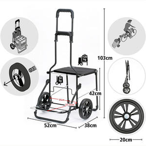 รถเข็นช้อปปิ้งใส่สบายกระเป๋าเก็บความเย็นหุ้มฉนวนสีดำ42ลิตรทนทานพับได้พร้อมที่นั่งรถเข็นช้อปปิ้งมัลติฟังก์ชั่น - Product Image 4