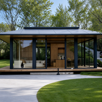 Gazebo de jardin en aluminium à toit rigide 4x5 mètres, extérieur, avec porte coulissante et écran d'intimité, pour villa et complexe hôtelier
