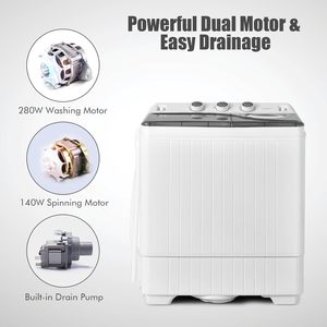 Lave-linge semi-automatique à double cuve 7 kg, chargement par le haut, boîtier en plastique, haute efficacité, pour usage domestique et extérieur, neuf - Product Image 4