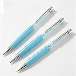 Stylo bille rotatif en métal personnalisé avec logo, incrusté de cristaux, multicolores, pour cadeau promotionnel d'entreprise - Product Image 1