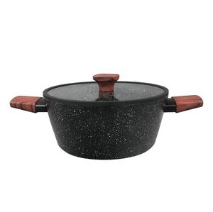 Non Stick 9-Piece Forged Aluminum Cookware Set Ceramic Coated Pot <b>Pan</b> Glass <b>Lids</b> Wooden Soft touch Handles Dishwasher Safe - Product Image 2